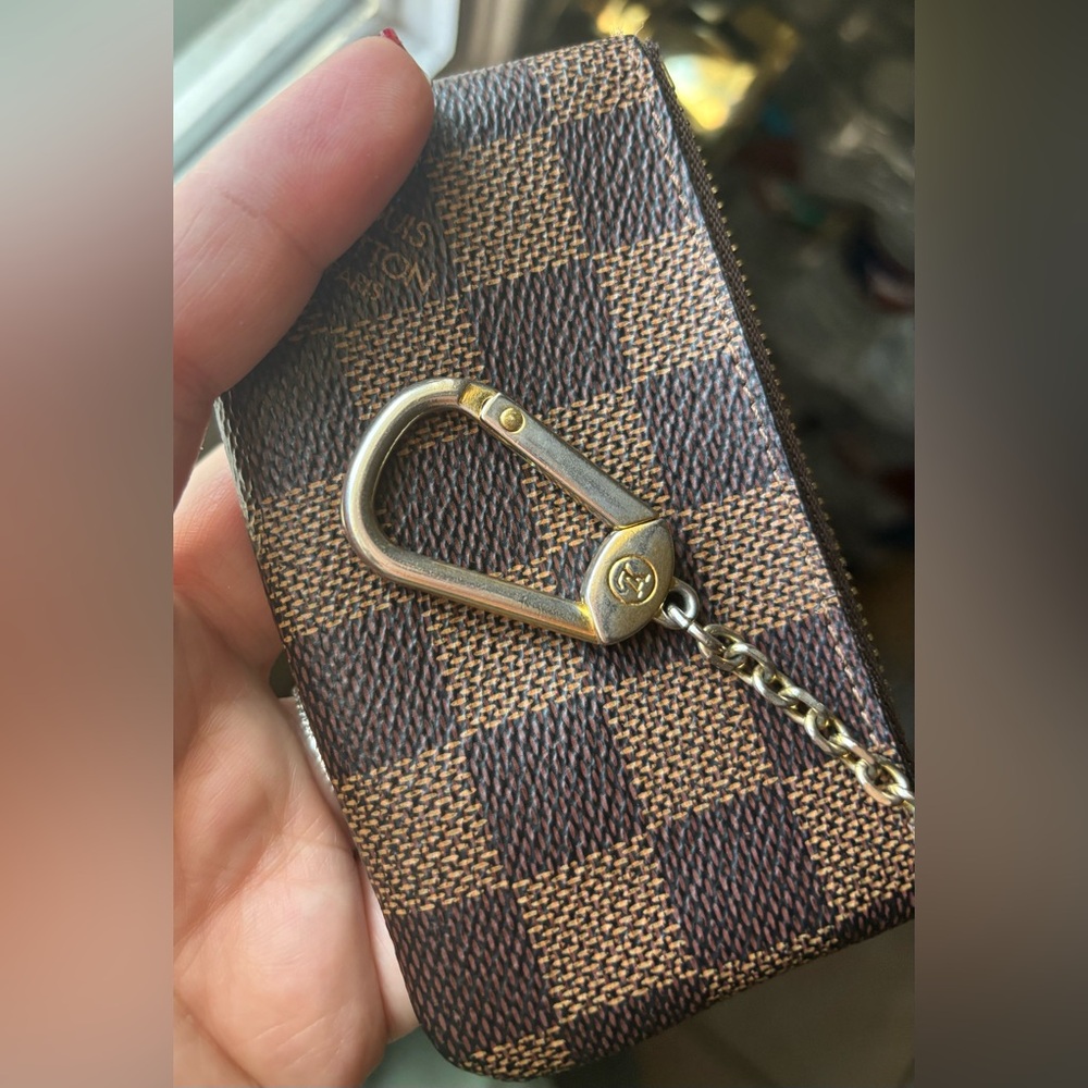 Authentic LV key pouch in ebene damier